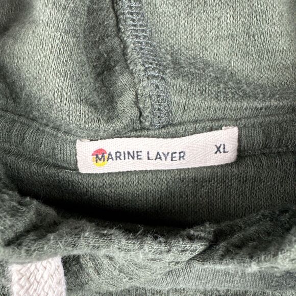 Marine Layer Hoodie Mens XL Green Waffle Knit Hiking Pullover - Picture 3 of 7